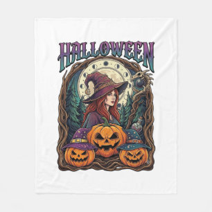 Heksenpompoenen Maanfasen Halloween_1 Fleece Deken