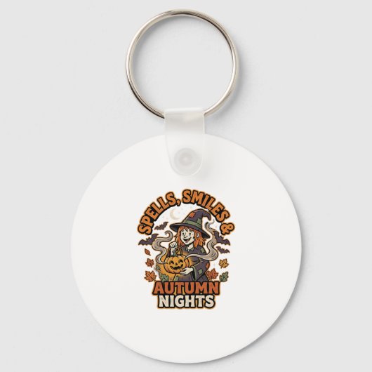 Heksenpompoenstemming Halloween Sleutelhanger (Voorkant)