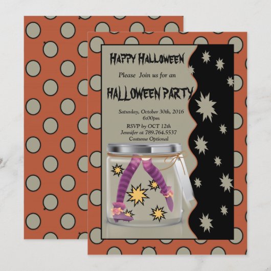 heksenpoten en ster in potje Halloween Kaart (Voorkant / Achterkant)