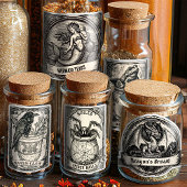 Heksenpotfles Magische Tovenaar Kruidenlabels Sticker