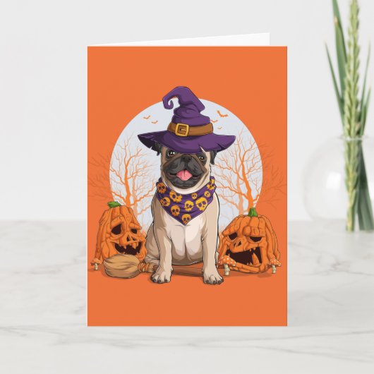 Heksenpug Halloween Feestdagen Kaart (Voorkant)