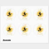 heksenreizen ronde sticker (Vel)