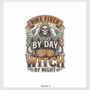 Heksenreparatie fietsen Vintage Halloween Fietsenm Sticker