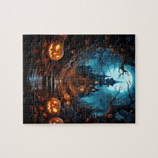 Heksenretraite in het bos Halloween Legpuzzel (Horizontaal)