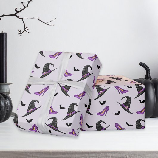 Heksenschoentjes en vleermuizen Lila Halloween Pet Cadeaupapier