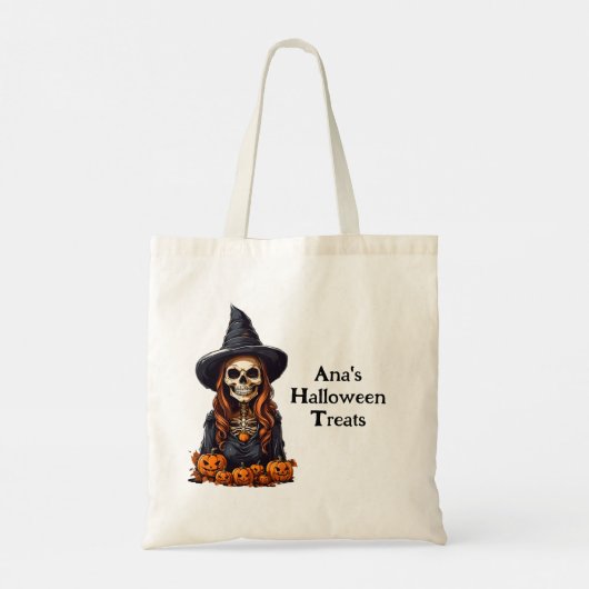 Heksenskelet met holle ogen tote bag (Achterkant)