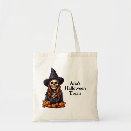 Heksenskelet met holle ogen tote bag (Voorkant)