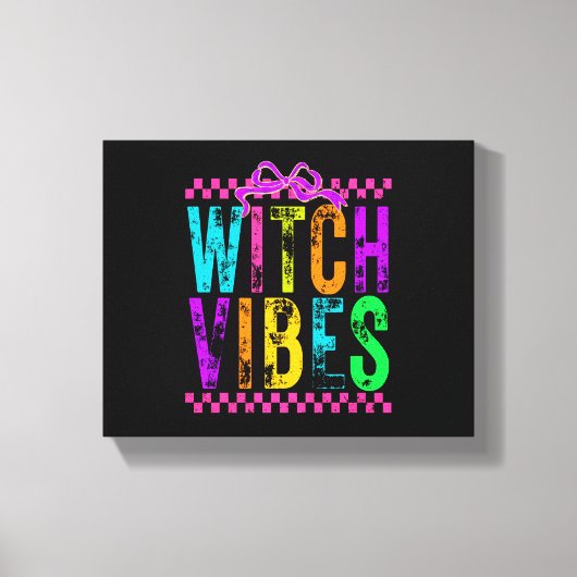 Heksenstemming Halloween Neon Geruite Boog Canvas Afdruk (Voorkant)