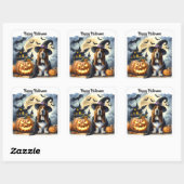 Heksensticker met cute hond voor Halloween Vierkante Sticker (Vel)