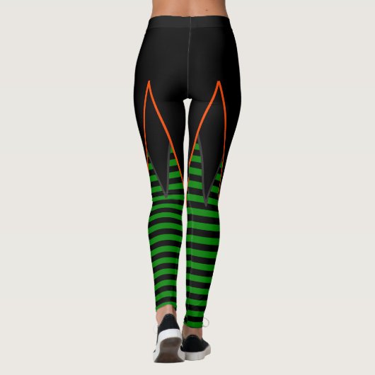 Heksenstrepen in groen & zwart faux rok leggings (Achterkant)