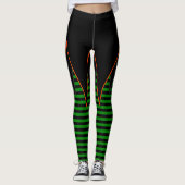 Heksenstrepen in groen & zwart faux rok leggings (Voorkant)
