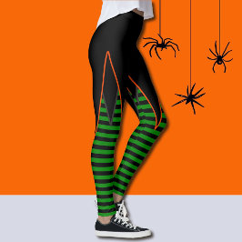 Heksenstrepen in groen & zwart faux rok leggings