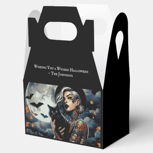 Heksenthema Gepersonaliseerde Halloween Party Bedankdoosjes (Geopend)