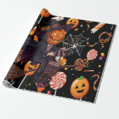 Heksenthema Halloween inpakpapier (Uitgerold)