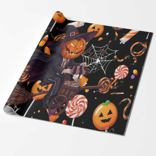 Heksenthema Halloween inpakpapier (Uitgerold)