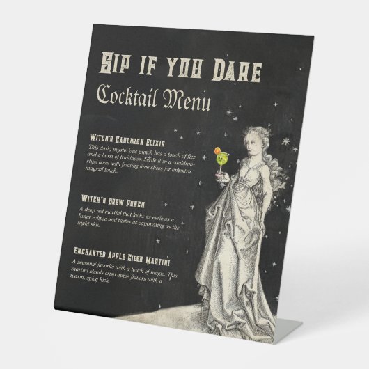 Heksenthema Halloween Party Cocktail Menu Reclamebord Met Voetstuk (Voorkant)