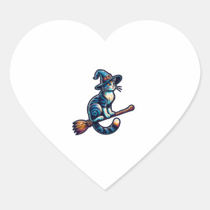 Heksentovenaar Halloween Heksenmystiek Kattenliefh Hart Sticker
