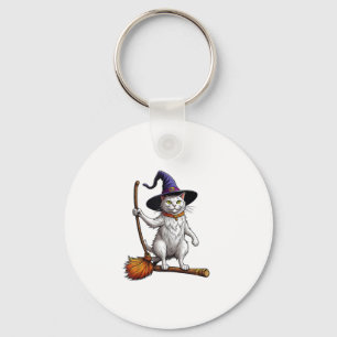 Heksentovenaar Halloween Heksenmystieke Kattenlief Sleutelhanger