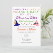 Heksentovenaar Magic Halloween Gender Reveal Party Kaart (Staand voorkant)