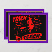 Heksentruc of leer rode heksenmeester briefkaart (Voorkant / Achterkant)