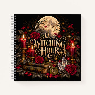 Heksenuur Gotische Maan Rozen Spiraal Notebook Notitieboek