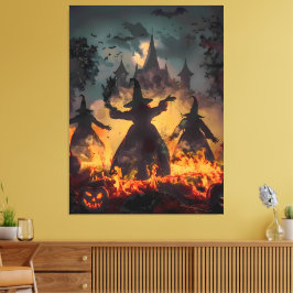 Heksenuur-ritueel – Vuurdans van de Drie Zusters Canvas Afdruk