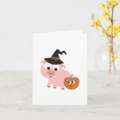 Heksenvarken, Happy Halloween Kaart (Gele Bloem)
