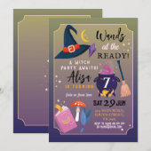 Heksenverjaardagsfeestje toverstokjes bij de Ready Kaart (Voorkant / Achterkant)