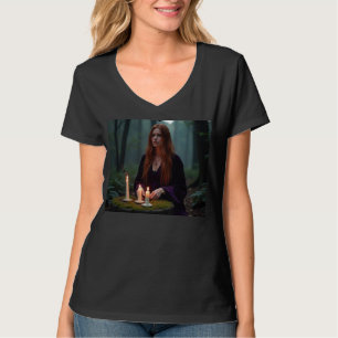 Heksenverjaardagsspreuk onder volle maan t-shirt