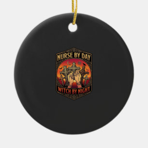 Heksenverpleegster Dag Nacht Kruis Handen Hallowee Keramisch Ornament