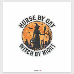 Heksenverpleegster Halloween Oude Spokerige Shift  Sticker