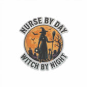 Heksenverpleegster Halloween Oude Spokerige Shift  Sticker (Voorkant)