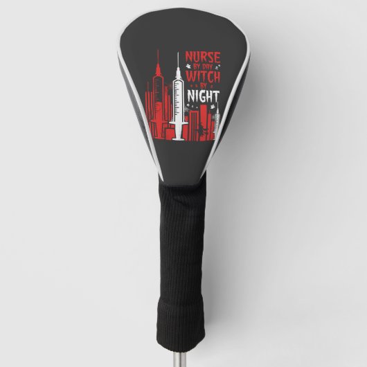 Heksenverpleegster Halloween Skyline Design_1 Golfheadcover (Voorkant)
