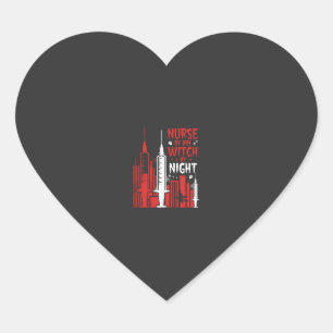 Heksenverpleegster Halloween Skyline Design_1 Hart Sticker