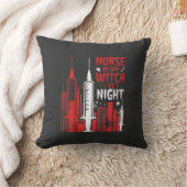 Heksenverpleegster Halloween Skyline Design_1 Kussen (Deken)