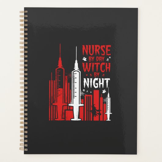 Heksenverpleegster Halloween Skyline Design_1 Planner (Voorkant)