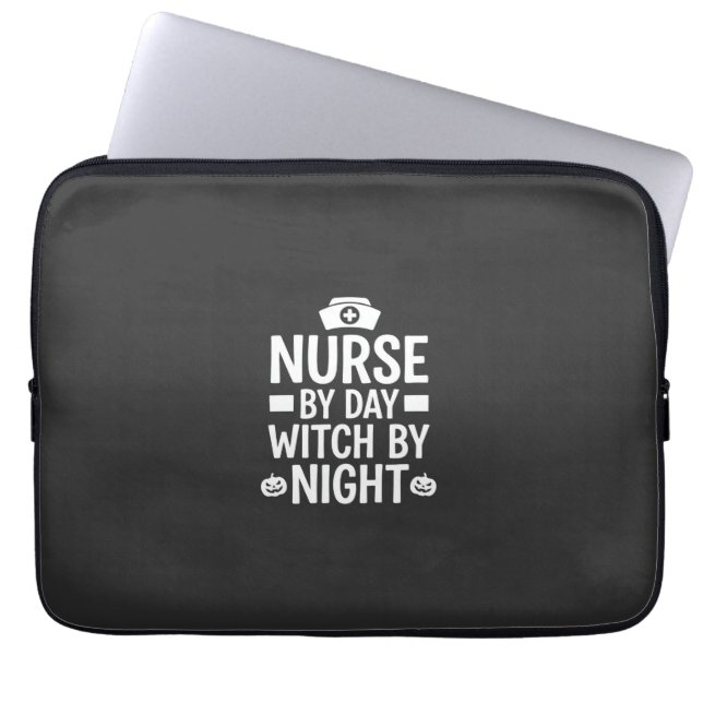 Heksenverpleegster Halloween Vectorontwerp_1 Laptop Sleeve (Voorkant)