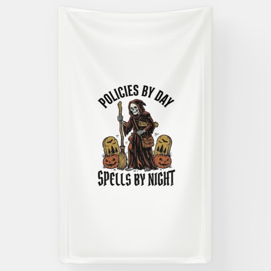 Heksenverzekeringsshirt Grappig Halloween Agent Gr Spandoek (Verticaal)
