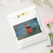 Heksenvliegen met zwarte kat op Halloween Night Bedankzakje (Gezegeld)