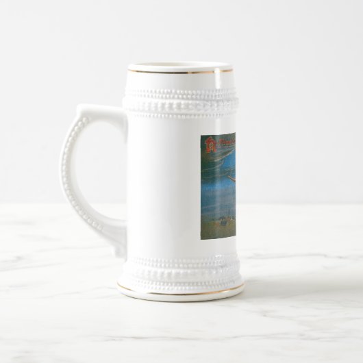 Heksenvliegen met zwarte kat op Halloween Night Bierpul (Links)