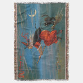 Heksenvliegen met zwarte kat op Halloween Night Deken (Voorkant Verticaal)