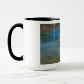 Heksenvliegen met zwarte kat op Halloween Night Mok (Links)