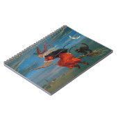 Heksenvliegen met zwarte kat op Halloween Night Notitieboek (Linkerzijde)