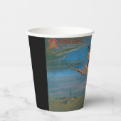 Heksenvliegen met zwarte kat op Halloween Night Papieren Bekers (Voorkant)