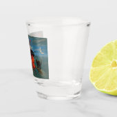 Heksenvliegen met zwarte kat op Halloween Night Shot Glas (Rechts)