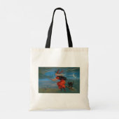 Heksenvliegen met zwarte kat op Halloween Night Tote Bag (Achterkant)