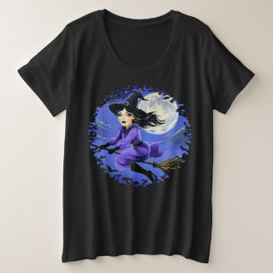 Heksenvliegen van een bezem - Wicca Halloween 7 Grote Maat T-shirt