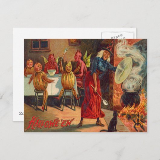 Heksenvoerende duivels en wezens briefkaart (Voorkant / Achterkant)