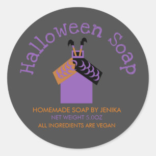 Heksenvoeten Halloween Zeep Thuisbedrijf Ronde Sticker