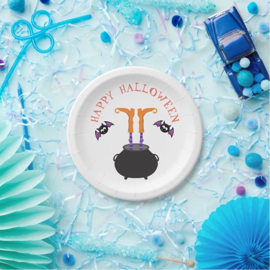 Heksenvoeten in Cauldron Halloween Papieren Bordje (Feest)